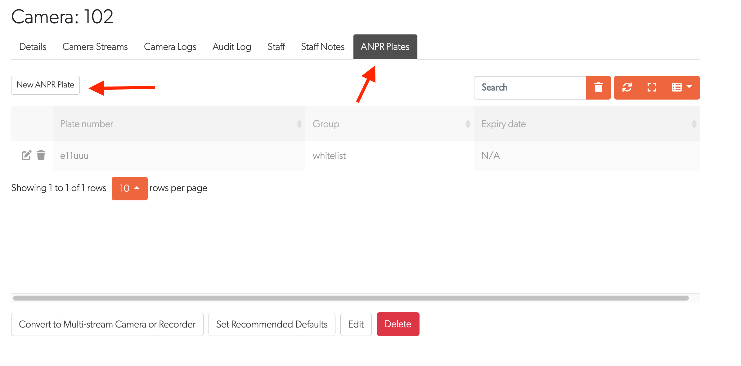 ANPR plates interface