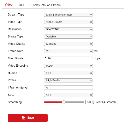 Recording stream settings