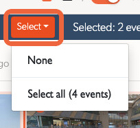 The Select menu for a chosen date, showing Select all matching events