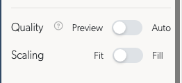 Quality and scaling controls in the Live tab