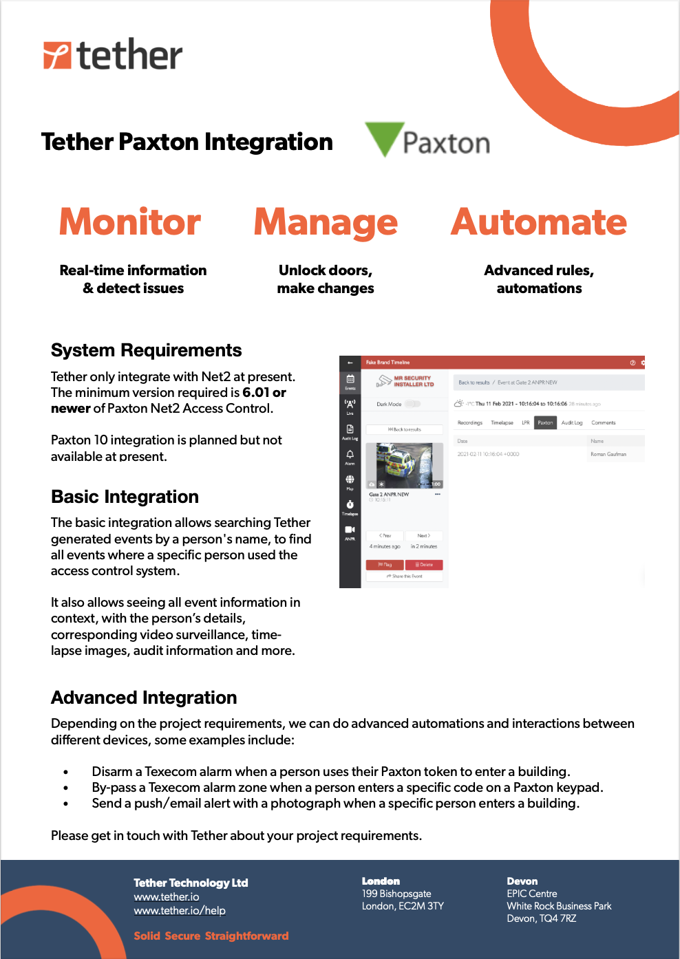 TetherX Paxton Integration