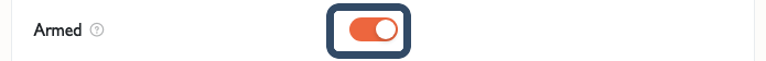 Camera details showing armed toggle