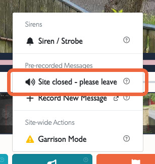 Playing a pre-recorded message from the Deterrence menu