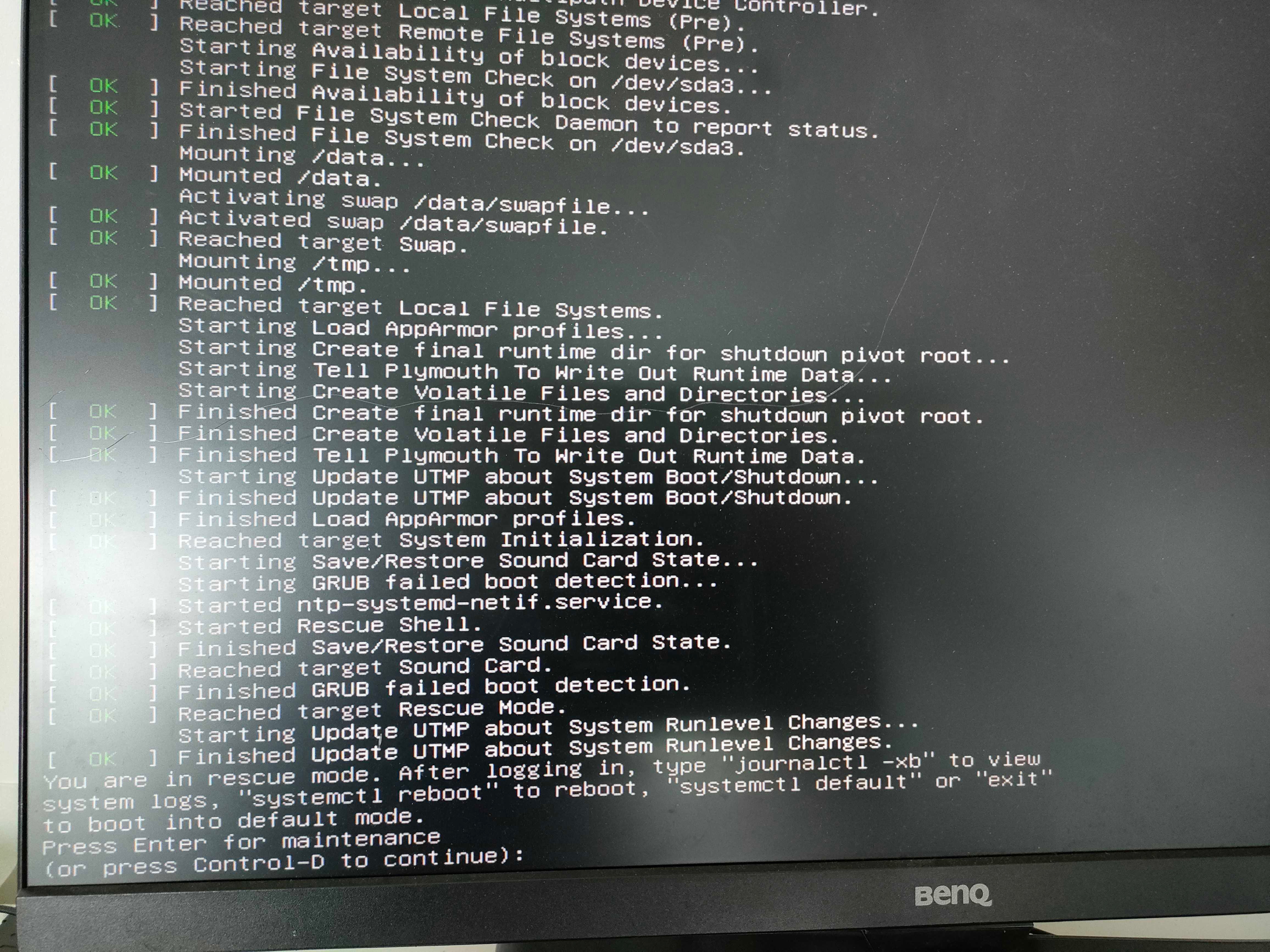 Press Enter for maintenance prompt